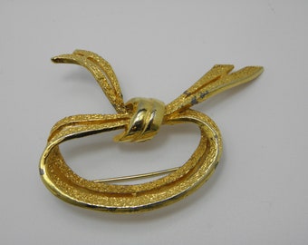 9ct Rolled Yellow Gold Vintage Bow Brooch Pin Lovely Vintage Condition