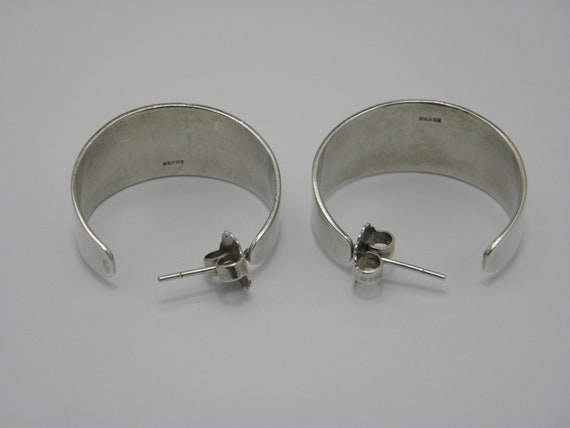 Large Solid 925 Sterling Silver Hoop Earrings Lov… - image 9