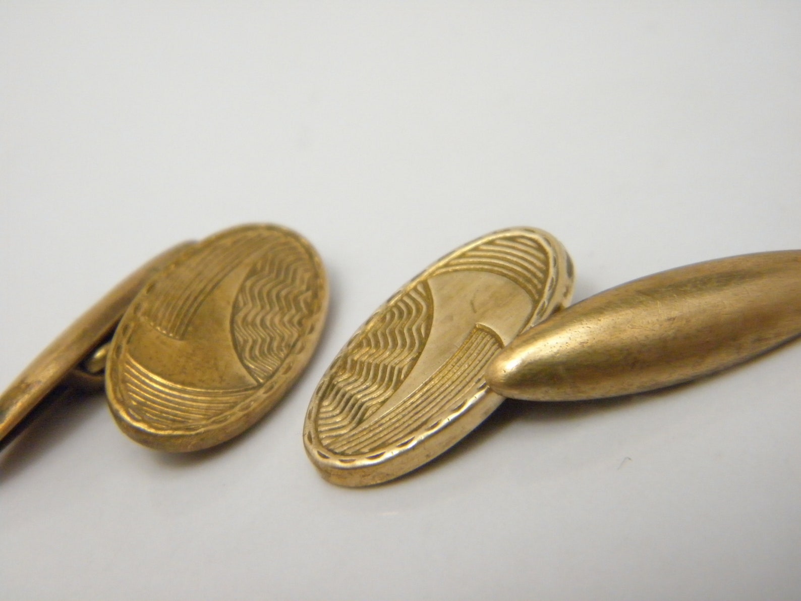 9ct Gold Front Engine Turned Pattern Cufflinks Lovely Vintage Condition ...
