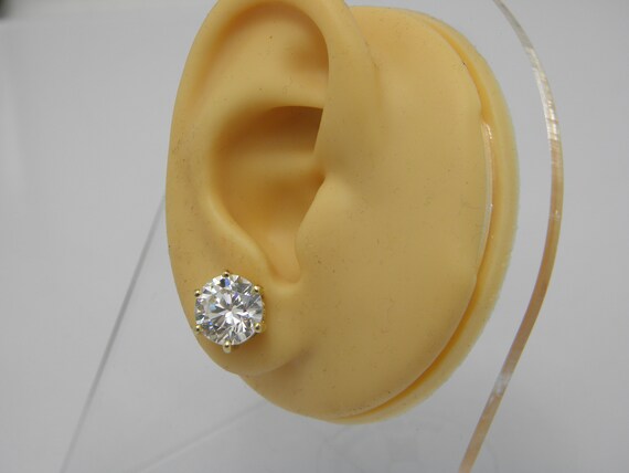 Chunky Solid 14ct Gold Large CZ Stud Earrings Lov… - image 8