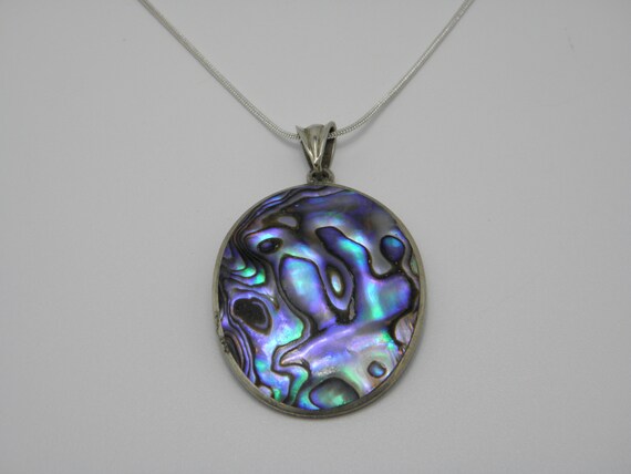 Solid 925 Sterling Silver Large Abalone Shell Pen… - image 1