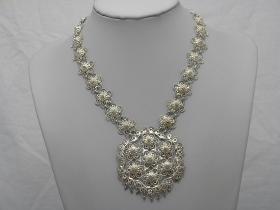 LARGE Solid 925 Sterling Silver Pierced Necklace … - image 10