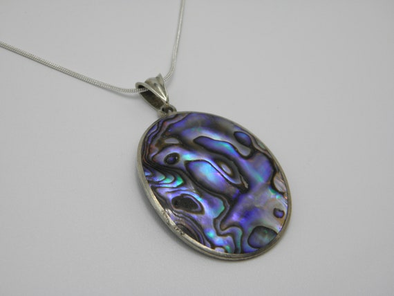 Solid 925 Sterling Silver Large Abalone Shell Pen… - image 2