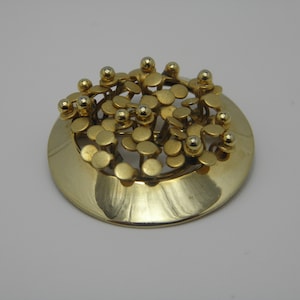 Large Solid 9ct Yellow Gold Bobble Brooch Pin Lovely Vintage Condition