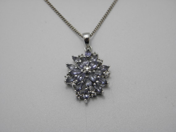 Solid 925 Sterling Silver Tanzanite Snowflake Pen… - image 1