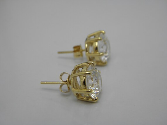 Chunky Solid 14ct Gold Large CZ Stud Earrings Lov… - image 6