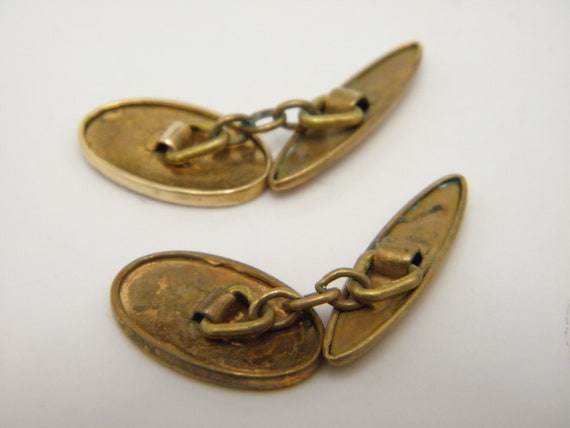 9ct Gold Front Engine Turned Pattern Cufflinks Lo… - image 5