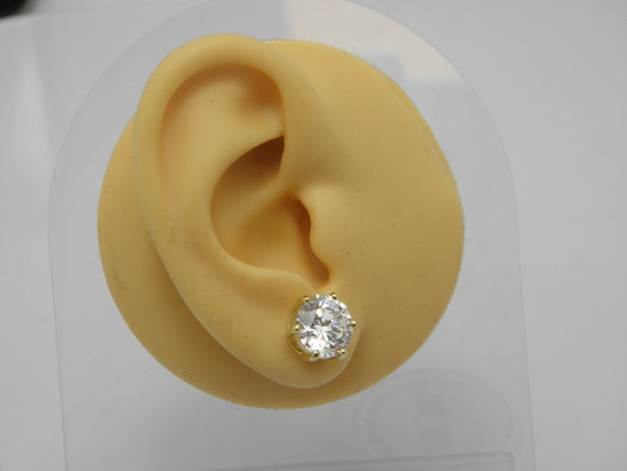 Chunky Solid 14ct Gold Large CZ Stud Earrings Lov… - image 9