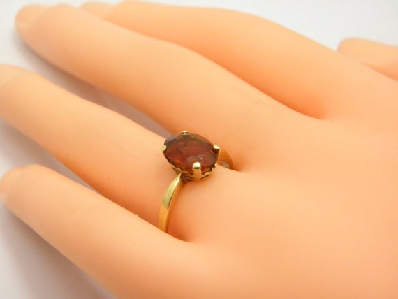 Solid 18ct Gold Citrine Solitaire Ring UK Size Q … - image 9
