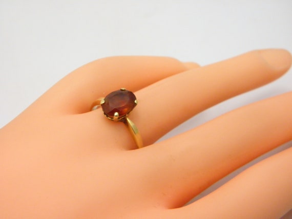 Solid 18ct Gold Citrine Solitaire Ring UK Size Q … - image 10