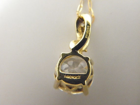 Solid 14ct Gold CZ Accented Solitaire Pendant Nec… - image 5