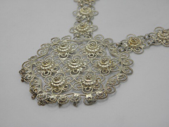 LARGE Solid 925 Sterling Silver Pierced Necklace … - image 4