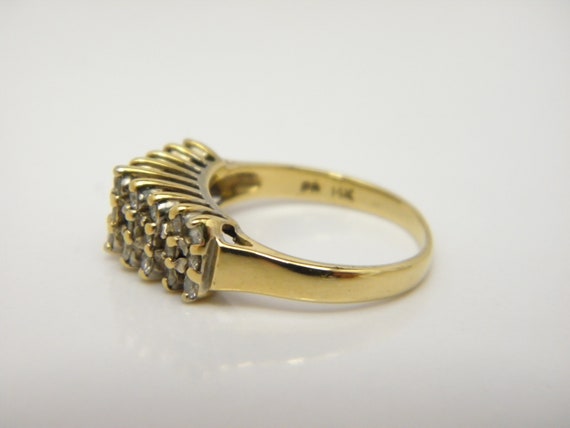 Solid 14ct Gold White Diamond Gallery Keeper Ring UK Size J 1/2 US Size 5 Lovely Vintage Condition Heavy View 4