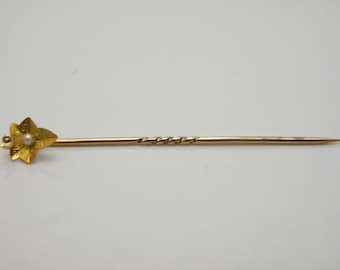 Solid 15ct Gold Vintage Pearl Brooch Pin Lovely Vintage Condition FREE post