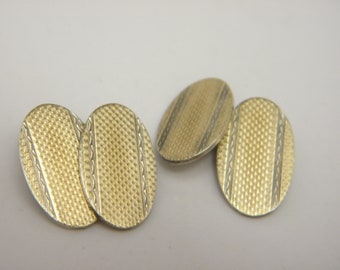 9ct Oro en Plata de Ley DetalladoS Gemelos Enlaces encantadores Condición Vintage Gemelos Publicación gratuita