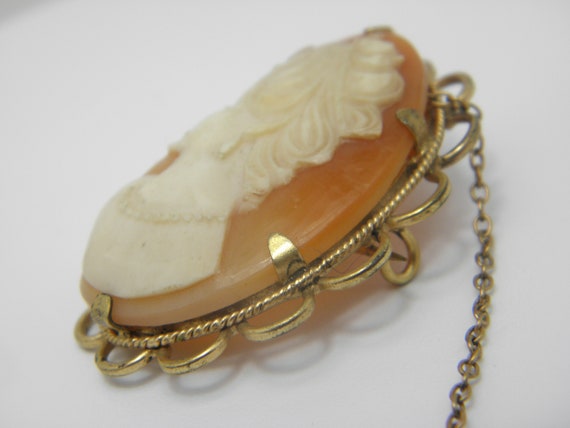 9ct Rolled Yellow Gold Shell Cameo Brooch Pin Lov… - image 5