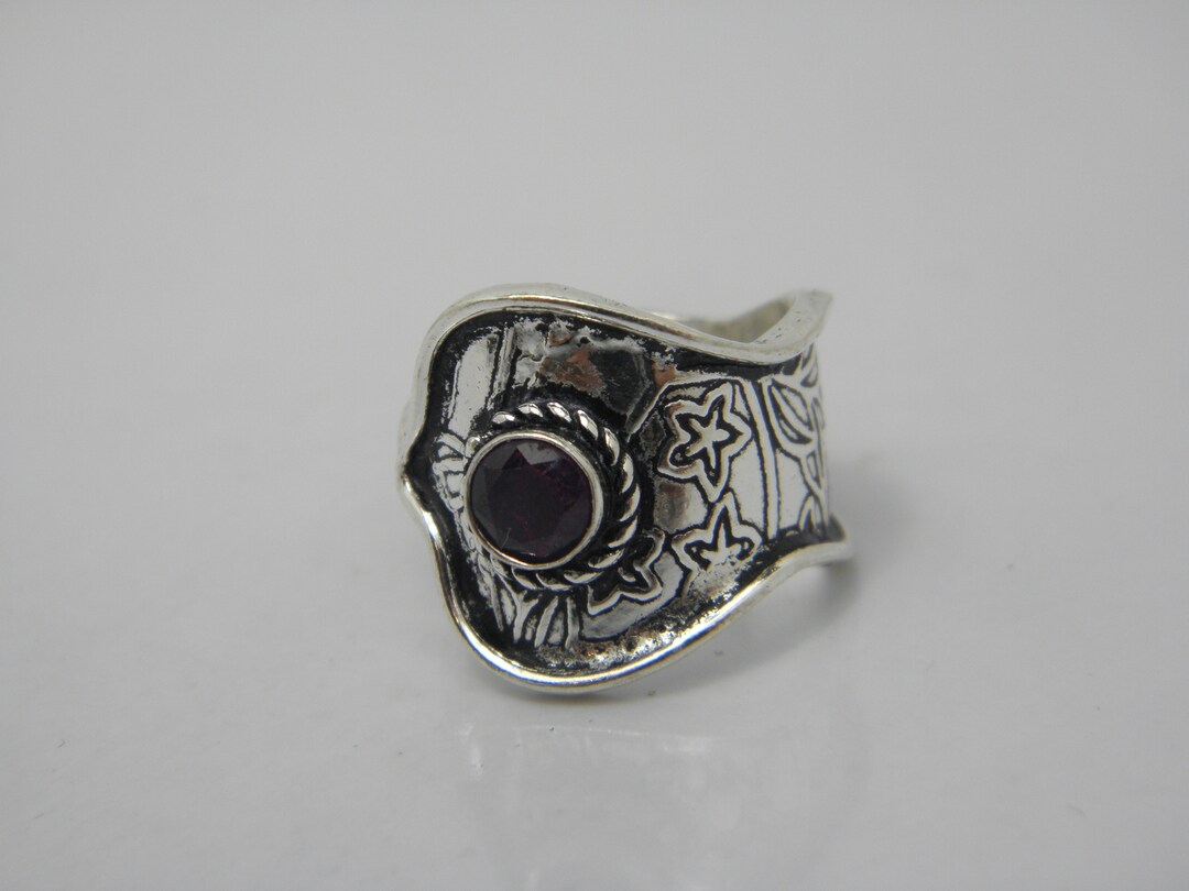 Sterling Silver Gothic Ruby Torque Ring Size L US Size 5.75 Lovely ...