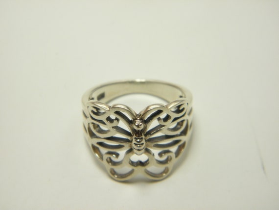 Sterling Silver Butterfly Pattern Ring UK Size K … - image 2