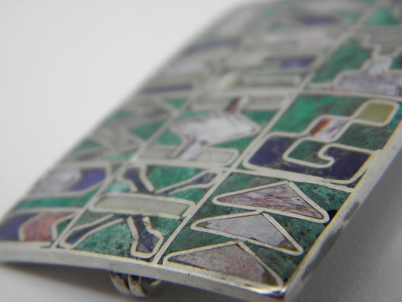 Versatile Solid 950 Silver Gemstone Brooch/Pendan… - image 3