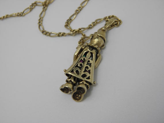 UNIQUE Solid 9ct Gold Ruby & Emerald Clown Pendan… - image 3