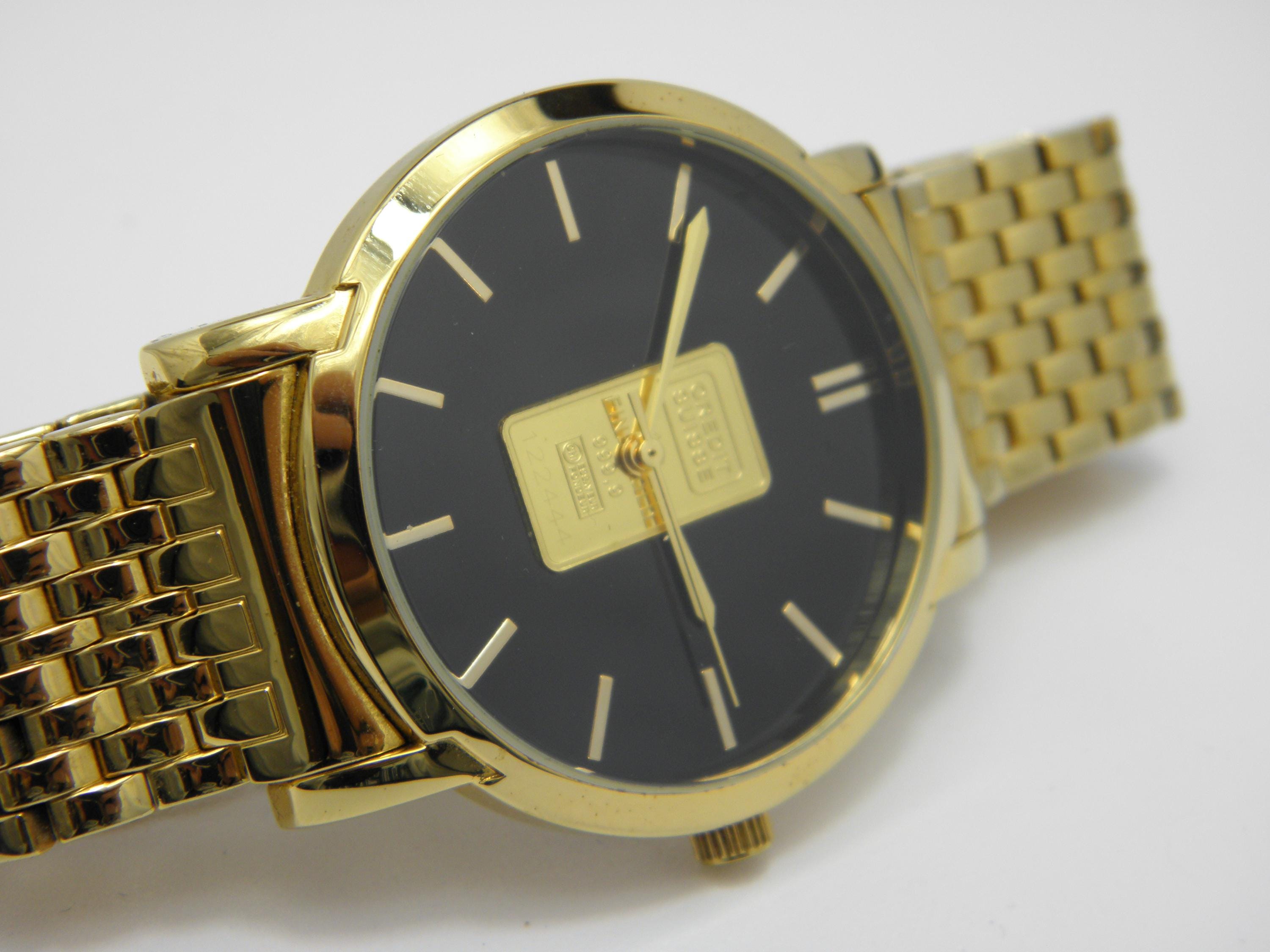 CREDIT SUISSE 腕時計 gold ingot 1g 999.9 Credit Suisse Gold Plated Stainless Steel 1.0g Fine Gold