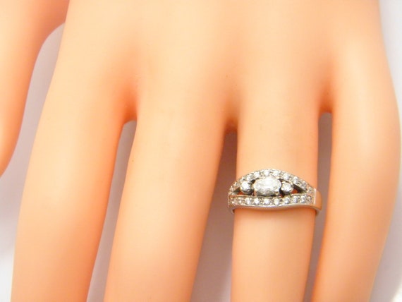 Solid 18ct White Gold White Gemstone Engagement R… - image 8