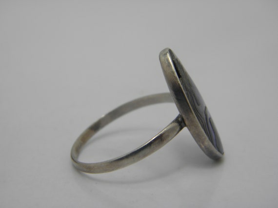 Sterling Silver Paua shell Solitaire Ring UK Size… - image 6