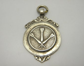 Sterling Silver Darts Watch Fob Medal Lovely Vintage Condition Free Post 1937
