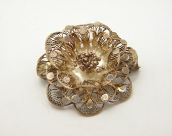 Sterling Silver Floral Brooch Pin Lovely Vintage Condition
