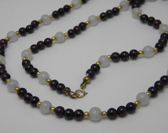 Solid 9ct Yellow Gold 375 Amethyst Bead Necklace Necklace 24" Lovely Vintage Condition