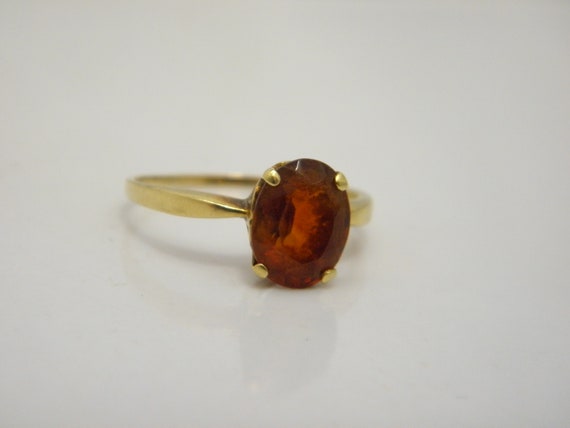 Solid 18ct Gold Citrine Solitaire Ring UK Size Q … - image 3