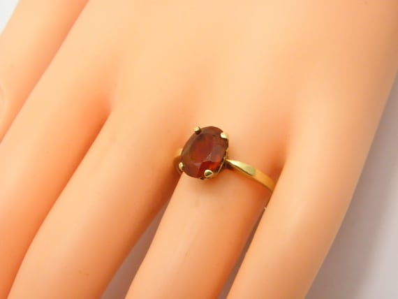Solid 18ct Gold Citrine Solitaire Ring UK Size Q … - image 8