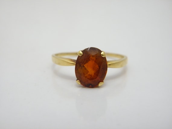 Solid 18ct Gold Citrine Solitaire Ring UK Size Q … - image 1