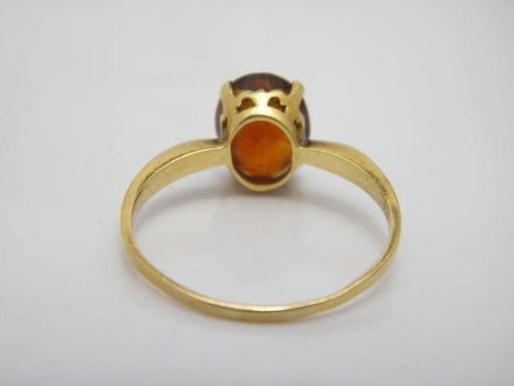 Solid 18ct Gold Citrine Solitaire Ring UK Size Q … - image 5