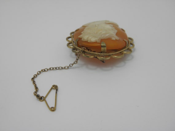 9ct Rolled Yellow Gold Shell Cameo Brooch Pin Lov… - image 4