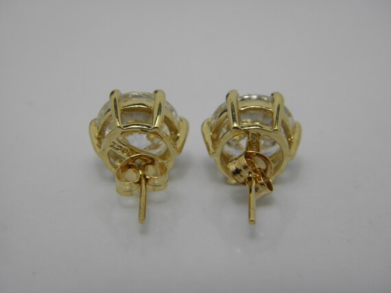 Chunky Solid 14ct Gold Large CZ Stud Earrings Lov… - image 5
