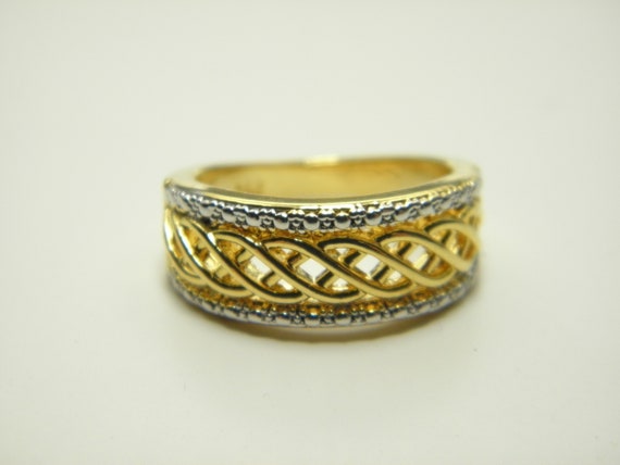 18ct Gold Celtic/Wedding Ring Solid 925 Silver UK… - image 1
