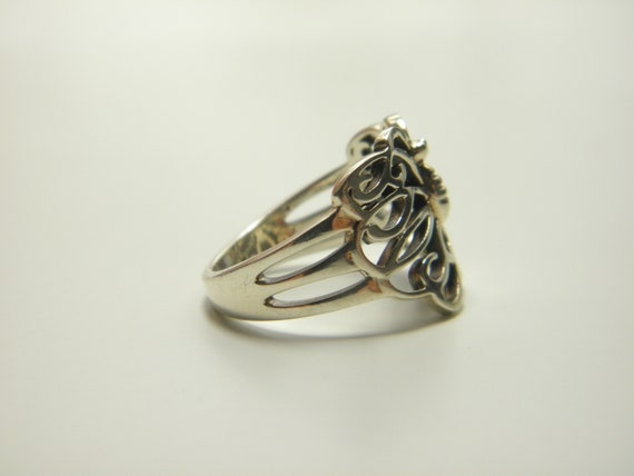 Sterling Silver Butterfly Pattern Ring UK Size K … - image 6