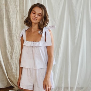 Bridal linen pajamas/ Linen summer set /Bridal pajamas/Bridal party pajamas/Linen Sleepwear/Linen white set/Bridesmaids pajamas / Linen set
