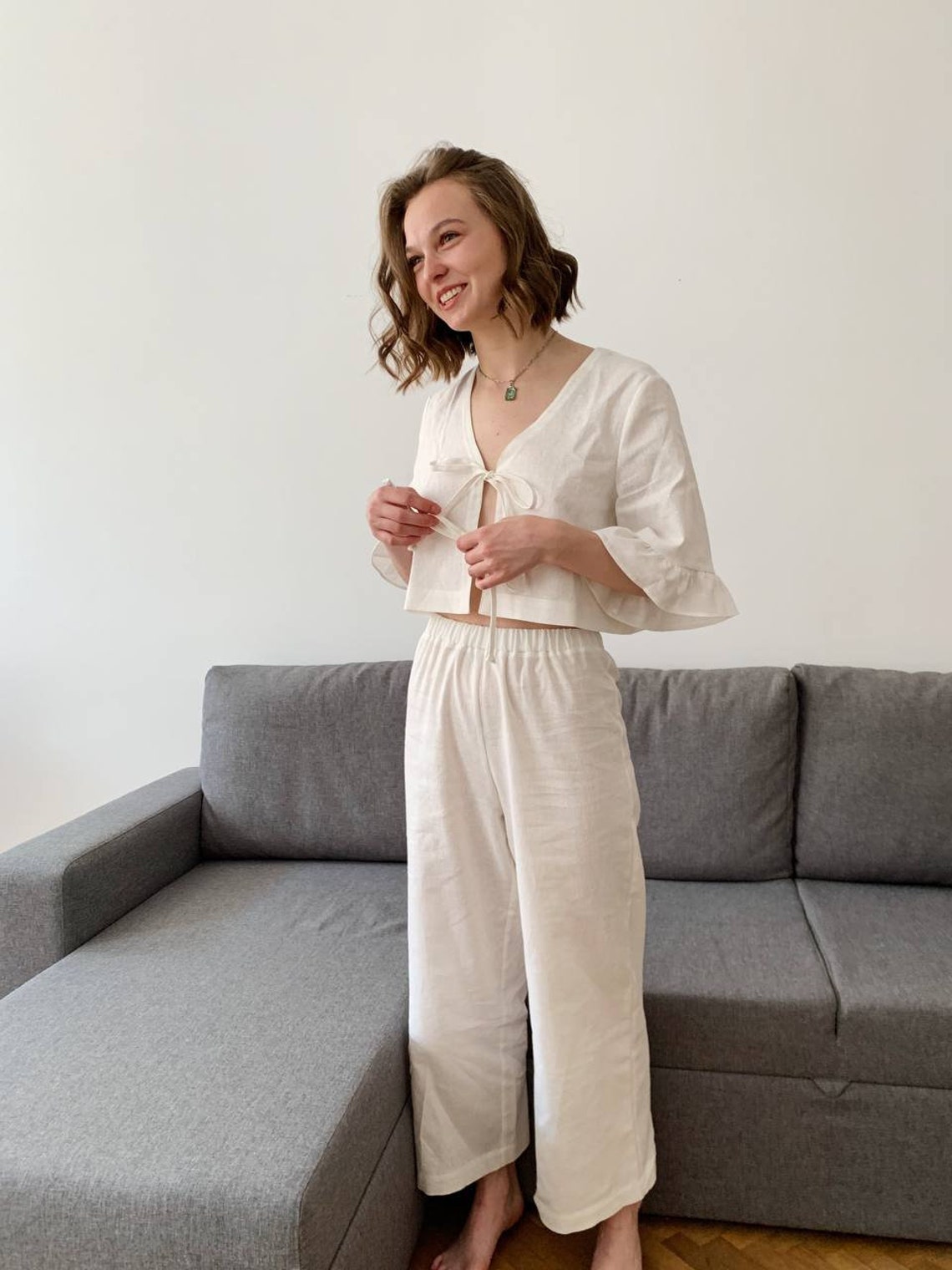 Linen pajamas/ Linen pajama/Bridal pajamas /Linen sleepwear Etsy