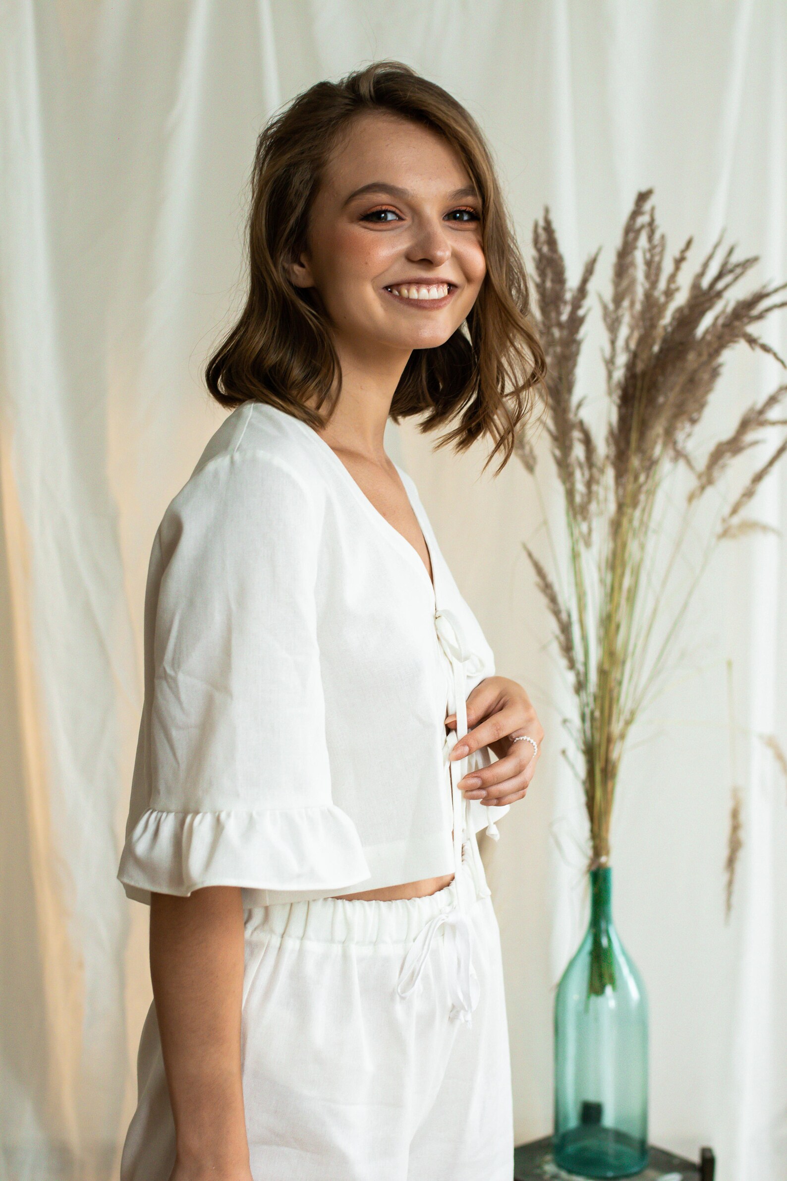 Linen Pajamas/white Linen Set for Women/linen Sleepwear/women Etsy