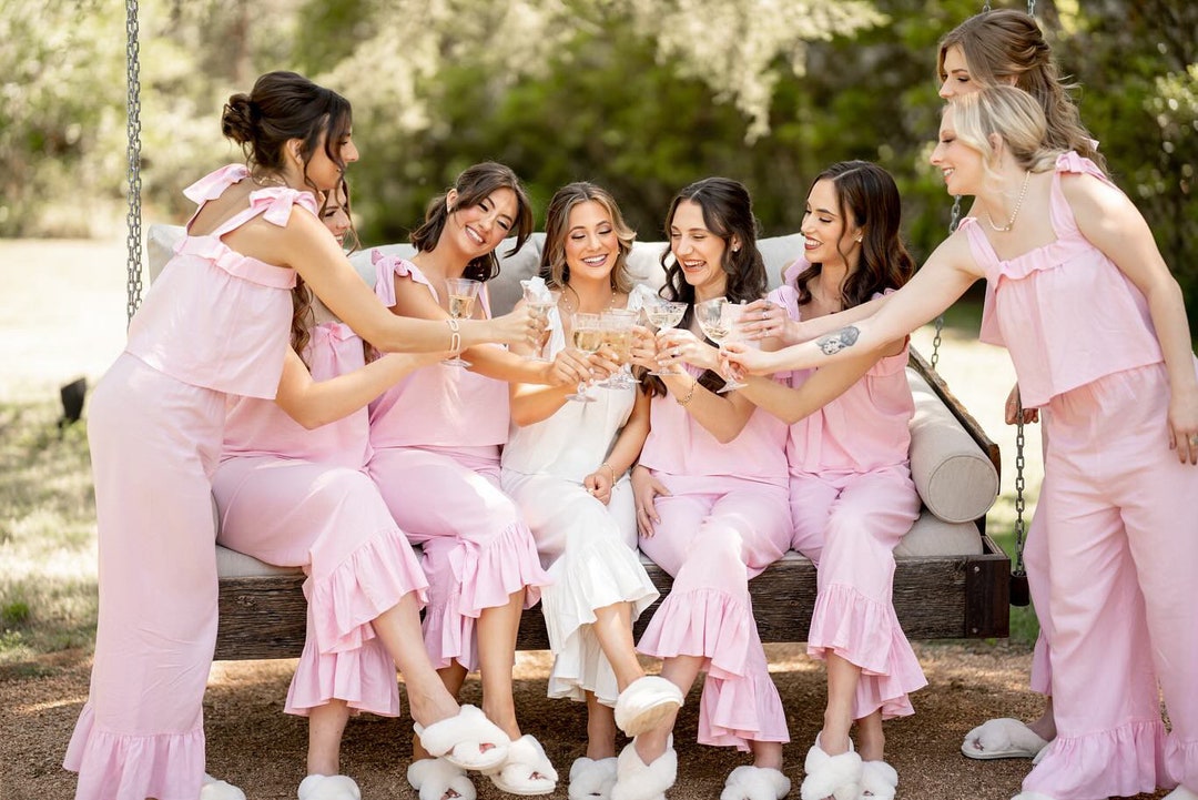 Light Pink Linen Pajamas Set/bridesmaid Linen Pajamas/bride Linen Set