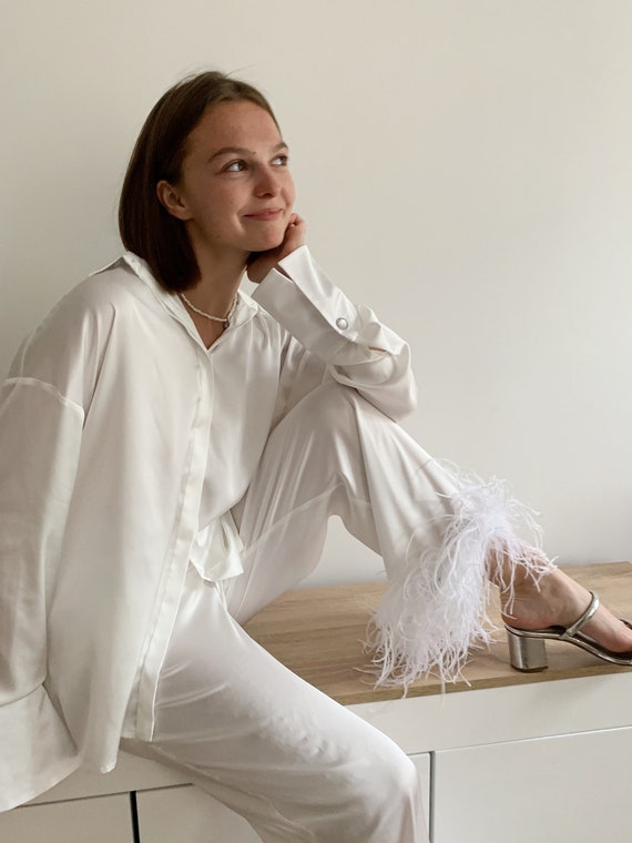 Pyjama en soie blanche