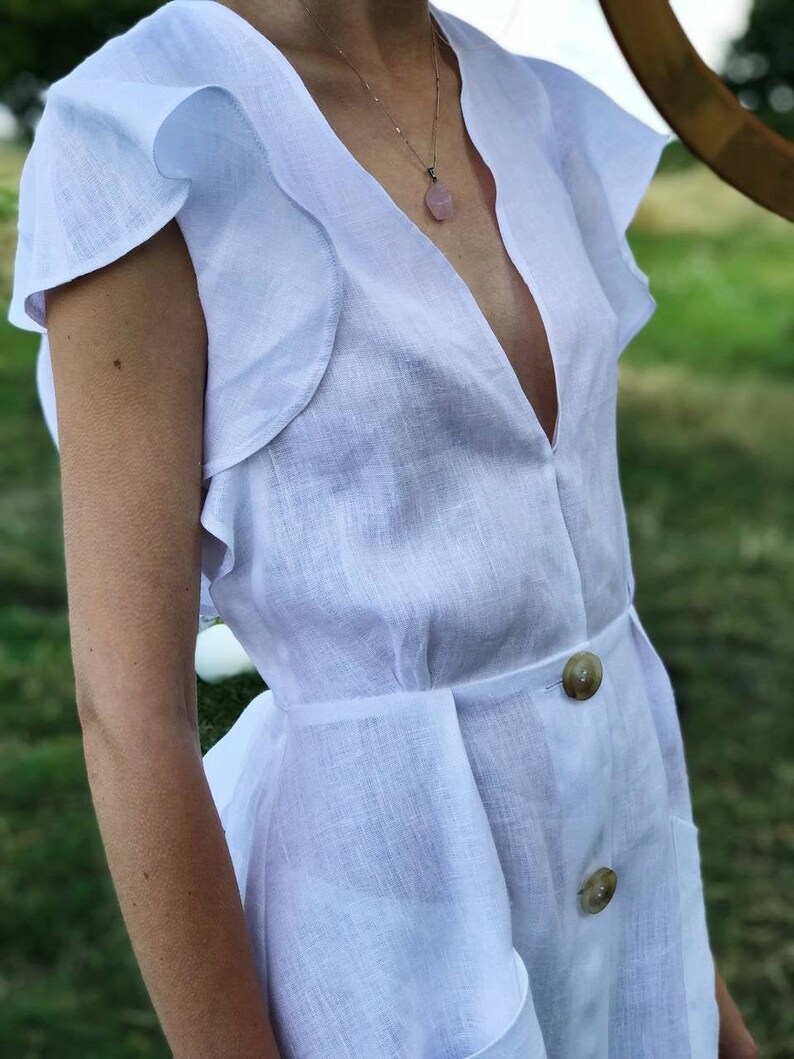 Linen Dress for Women White Linen Dress Vintage Linen Dress Etsy