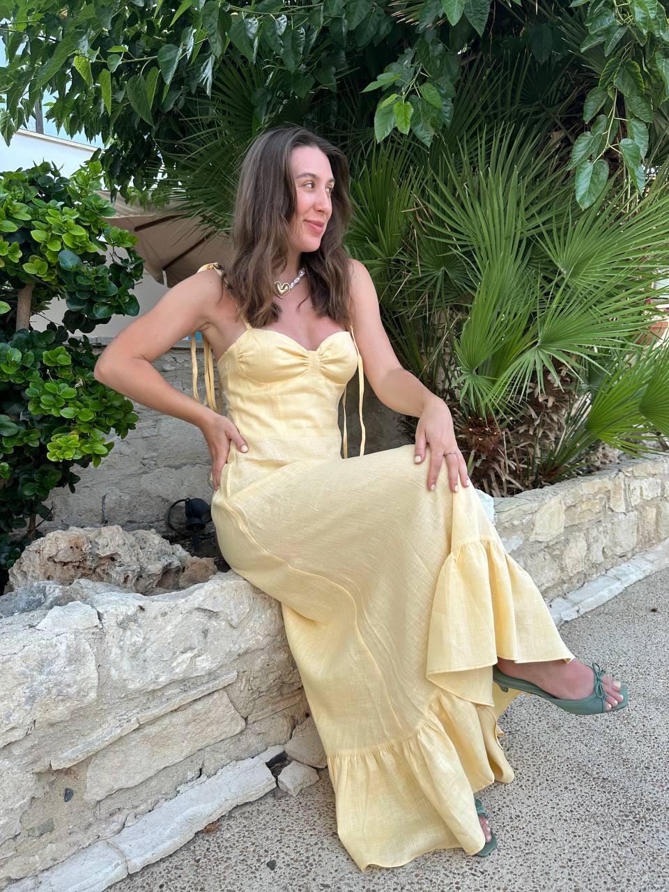 blue dress for baby girl Six Stories Women's Cowl Back Satin Bridesmaid Dress - Lemon main image 1