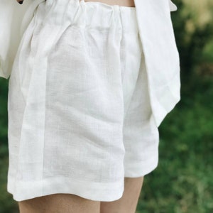 Linen Women Suit, White Linen Blazer & Shorts, Linen Two Piece Set, High Waisted Shorts, 100% Linen Jacket for Women, Linen Summer Suit image 9
