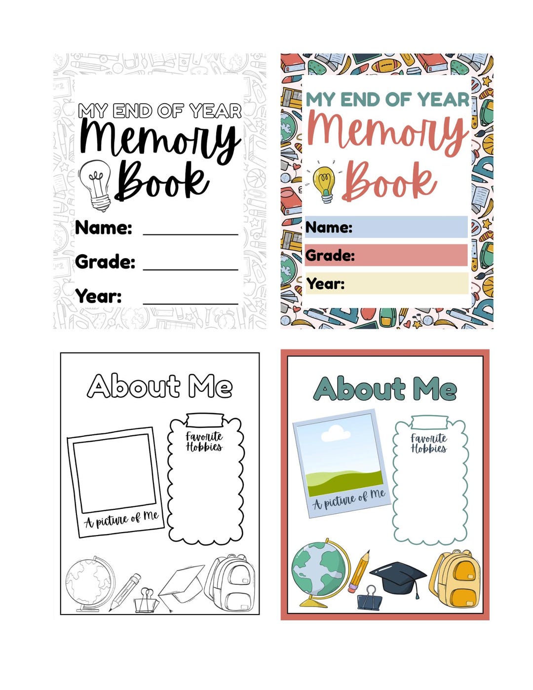 End of Year Memory Book Printable | Last Day of School Activity (color ...