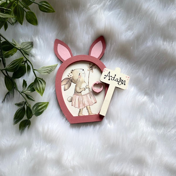 Personalised Easter Gifts, Fairy Door For Wall, Bunny themed nursery, bunny decoration