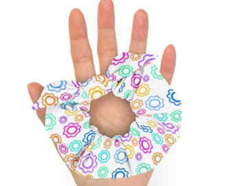 STEM Gear Pattern Scrunchie, Maker Teacher Hair Tie