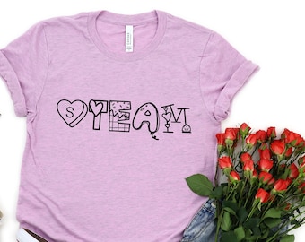 STEAM Valentine's Day Teacher Shirt, Bella Canvas Tee
